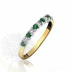 18ct Yellow & White Gold Emerald & Diamond 1/2 Eternity Ring