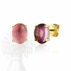 9ct Yellow Gold Oval Cabochon Amethyst Stud Earrings