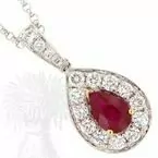 18ct White Gold Ruby and Diamond Cluster Pendant & Chain