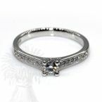 Platinum Single Stone Diamond Ring with Diamond Shoulders