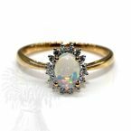 18ct Yellow & White Gold Opal & Diamond Cluster Ring