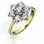 18ct Yellow & White Gold Diamond Cluster Ring