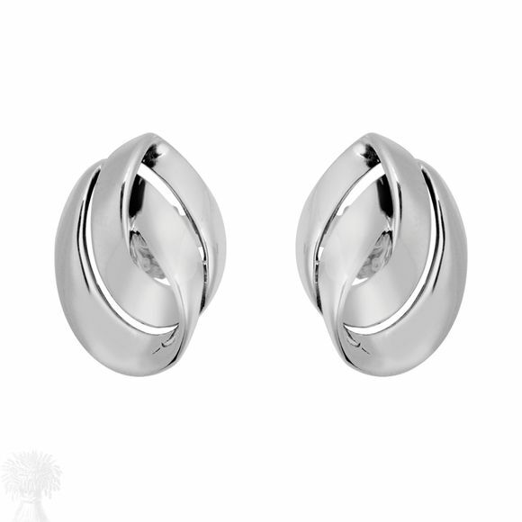 Sterling Silver Fancy Oval Stud Earrings