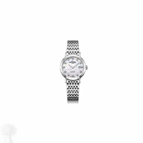 Ladies Stainless Steel Rotary Diamond Dial Quartz Watch