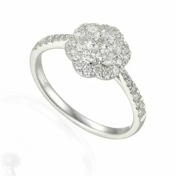 18ct White Gold Fancy Diamond Flower Cluster Ring