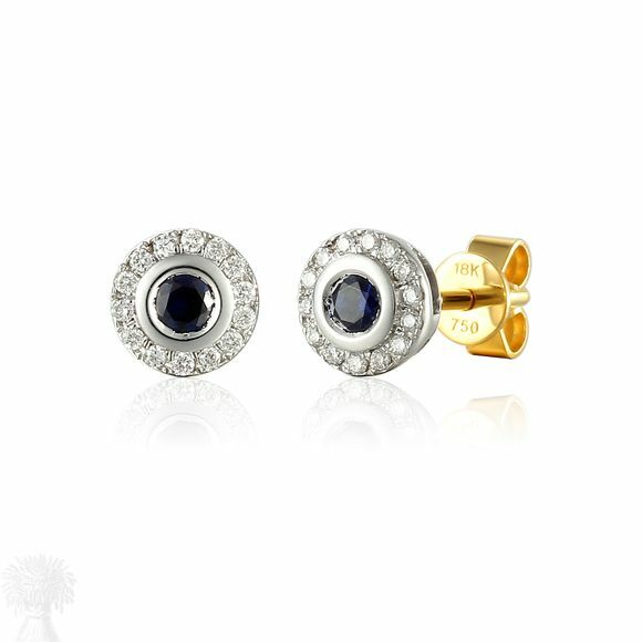 18ct Yellow & White Gold Sapphire & Diamond Cluster Earrings