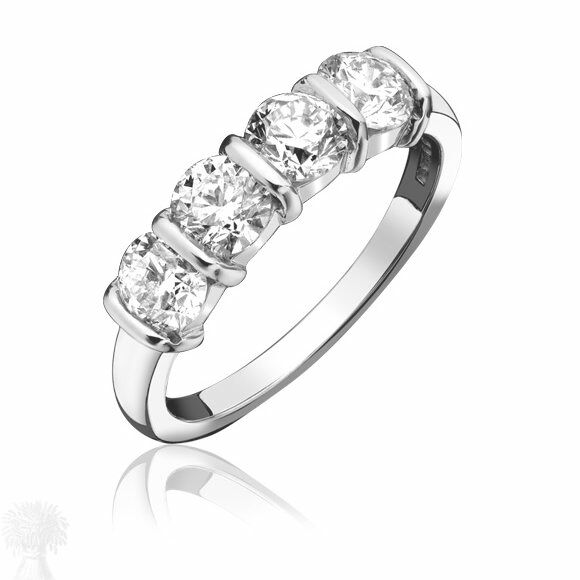 Platinum 4 Stone Bar Set Diamond Ring