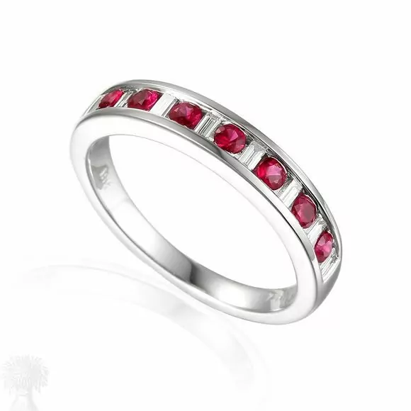 18ct White Gold Ruby & Diamond 1/2 Eternity Ring