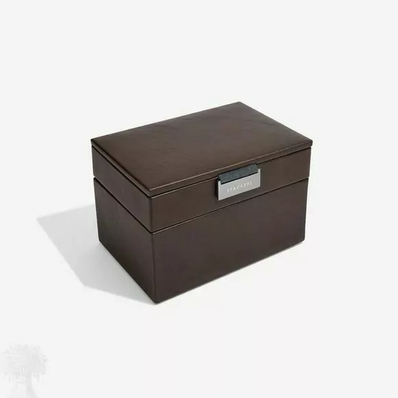 Vegan Leather & Cotton Brown Cufflink & Watch Box