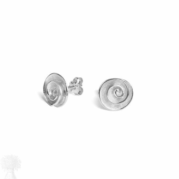 Sterling Silver Round Swirl Stud Earrings