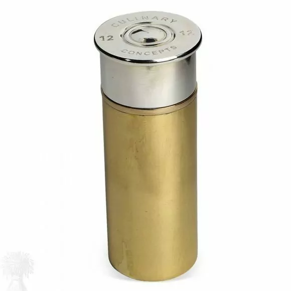 Silver Plate & Brass Cartridge Hip Flask