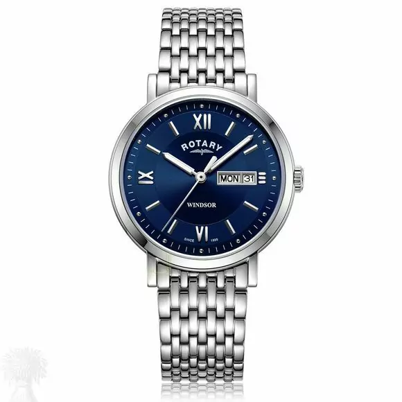 Gents Stainless Steel Rotary Quartz Day Date Watch