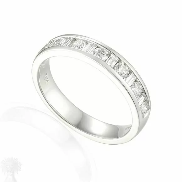 18ct White Gold Brilliant/Baguette Diamond 1/2 Eternity Ring