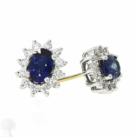 18ct Yellow, White Gold Sapphire & Diamond Cluster Earrings