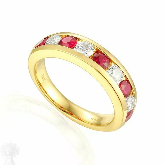 18ct Yellow Gold Ruby & Diamond 1/2 Eternity Ring