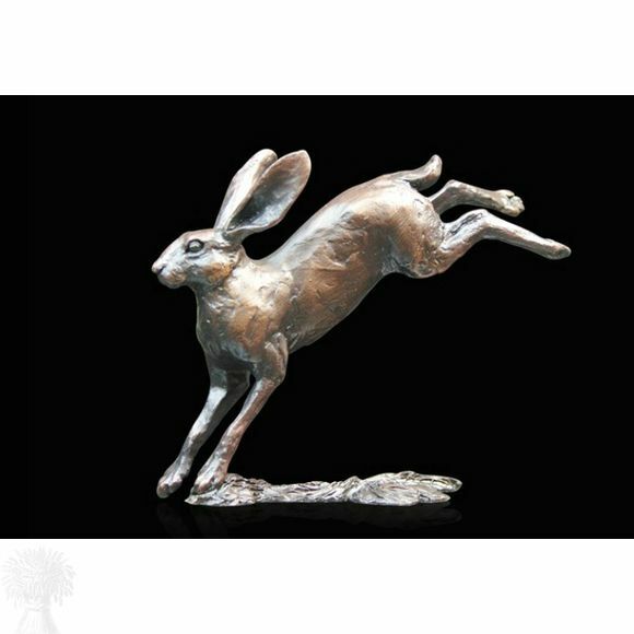 Limited Edition Solid Bronze - Small Hare Leaping