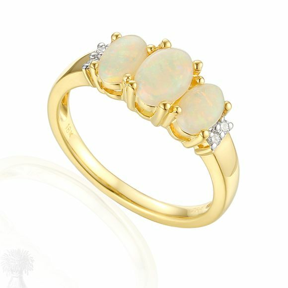 18ct Yellow Gold Seven Stone Opal & Diamond Ring