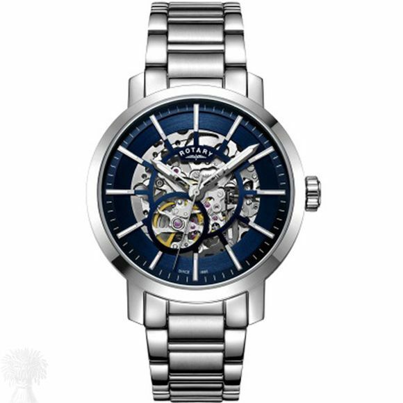 Gents Stainless Steel Automatic Skeleton Rotary Watch