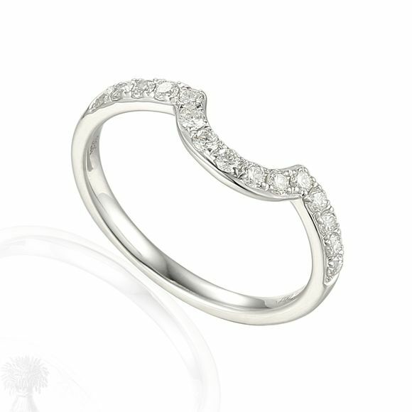 18ct White Gold Brilliant Cut Diamond Shaped Wedding Ring