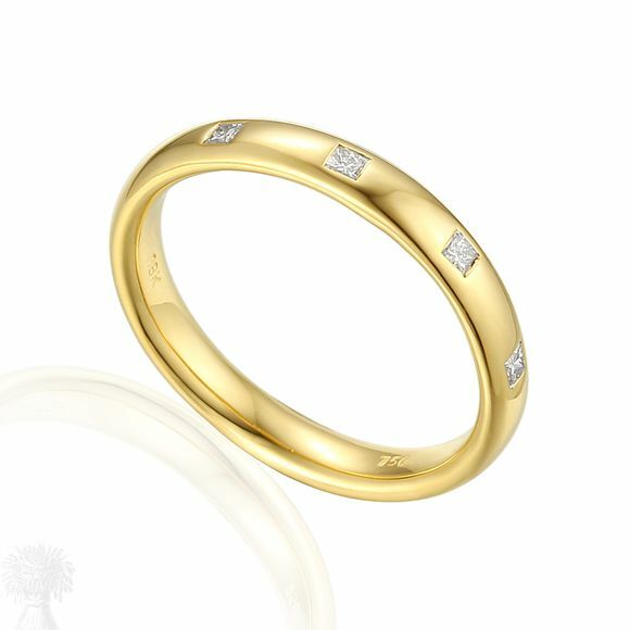 18ct Yellow Gold Princess Cut Diamond Set Wedding Ring