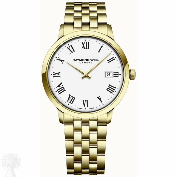 Gents Gold Plated Raymond Weil Date Bracelet Watch