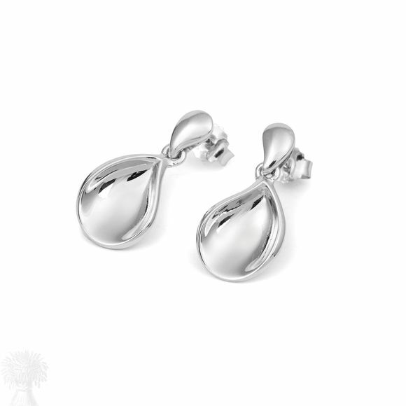 Sterling Silver Polished Teardrop Drop Stud Earrings