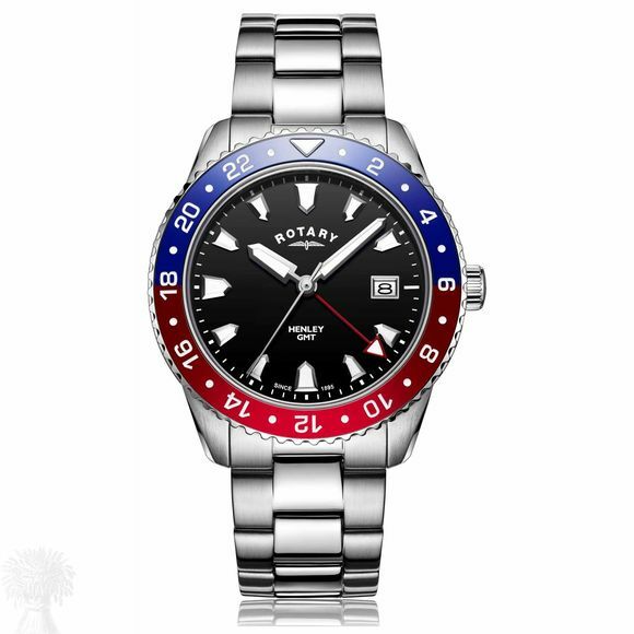 Gents Stainless Steel GMT Quartz Date Rotary Watch