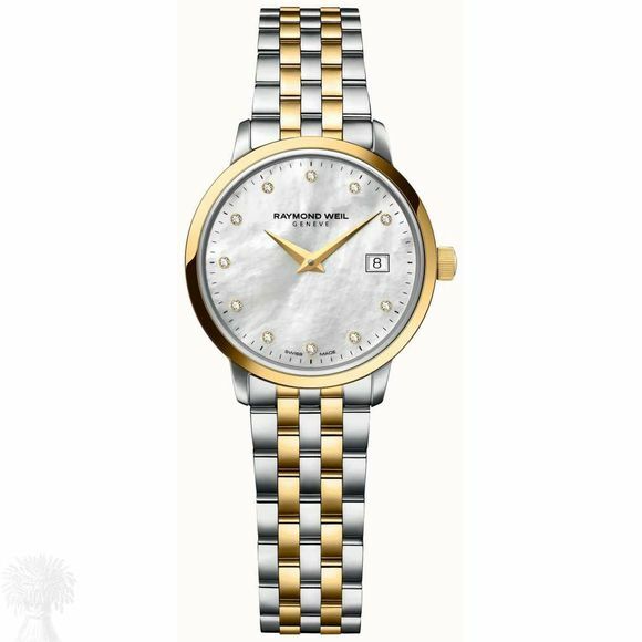 Ladies Gold Plate Raymond Weil Mother Of Pearl, Diamond Dial