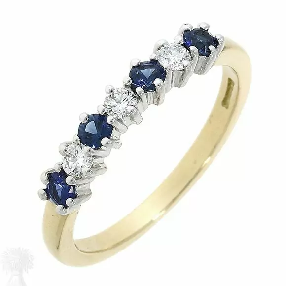 18ct White Gold Sapphire and Diamond 1/2 Eternity Ring