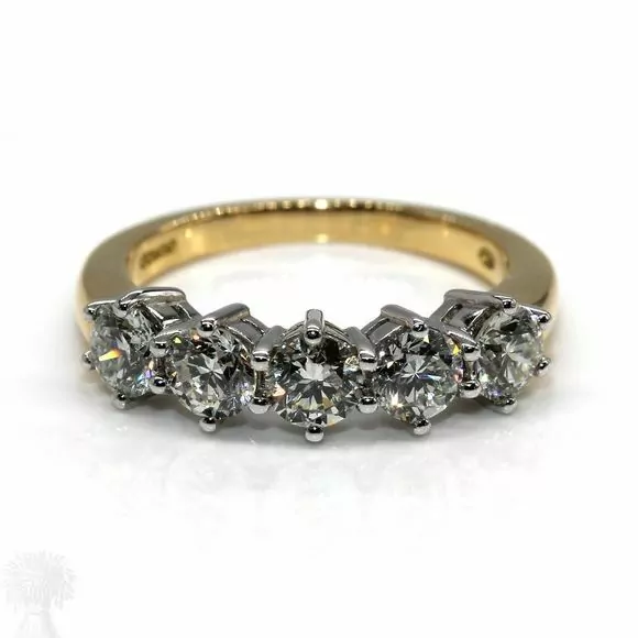18ct Yellow, White Gold 5 Stone Brilliant Cut Diamond Ring