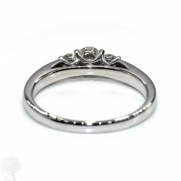 Platinum Three Stone Diamond Ring with Diamond Shoulders