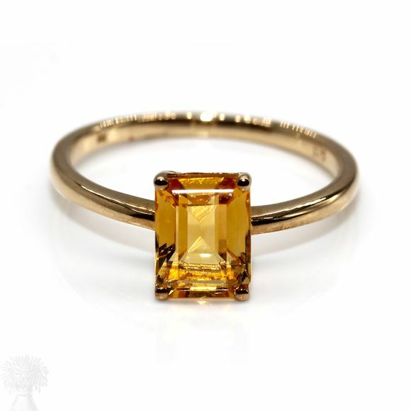 9ct Yellow Gold Single Stone Octagonal Citrine Ring