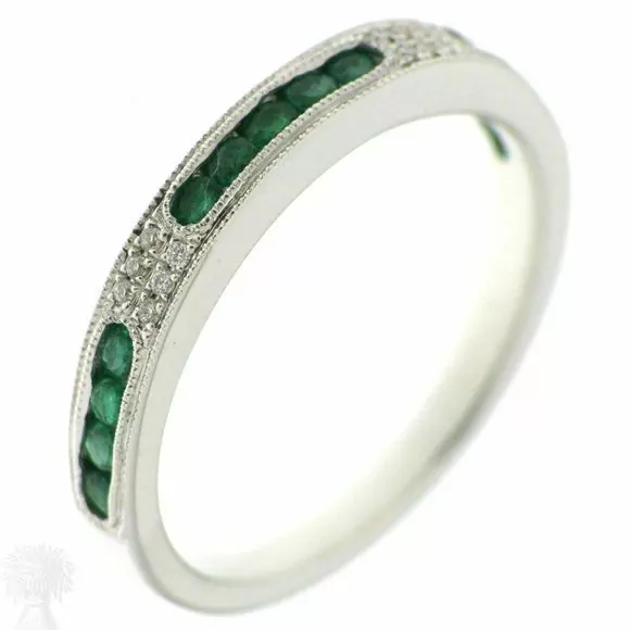 Platinum Emerald & Diamond 1/2 Eternity Ring