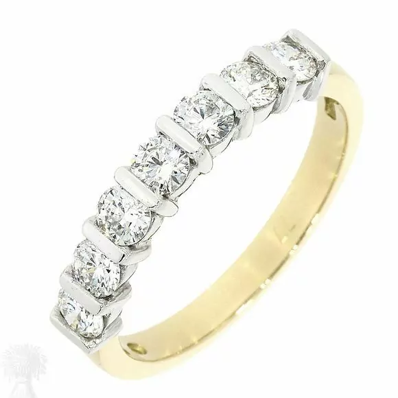 18ct Yellow & White Gold 7 Stone Bar Set Diamond Ring