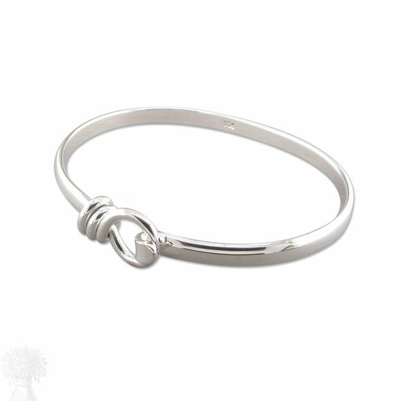 Silver Noose Bangle with Hook Fastening