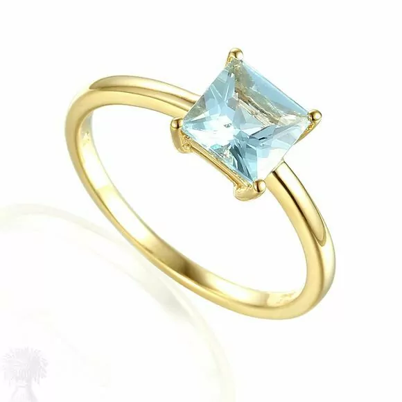 9ct Yellow Gold Single Stone Aquamarine Ring