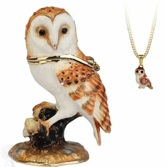 Hidden Treasures Secrets - Barn Owl Trinket Box & Necklace