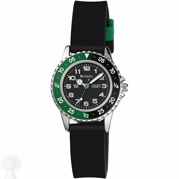 Childrens Black and Green Time Teacher Watch
