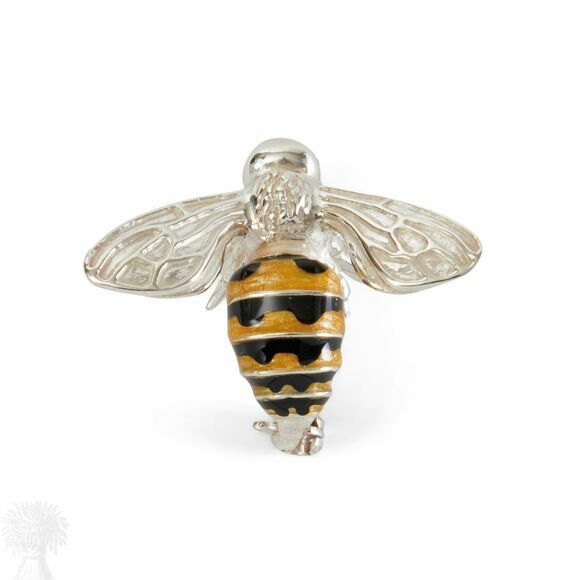 Saturno Silver and Enamel Honey Bee Brooch