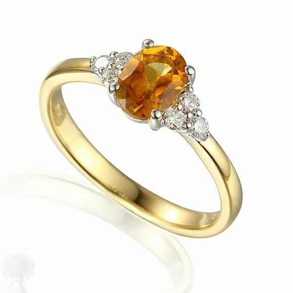 18ct Yellow & White Gold Citrine & Diamond Ring