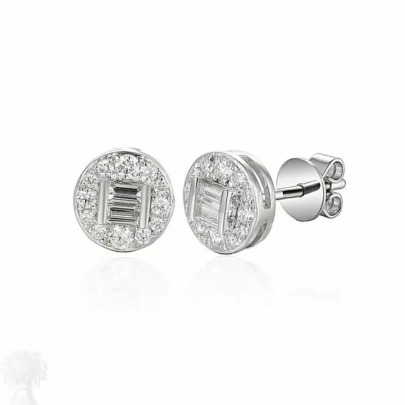 18ct White Gold  Diamond Cluster Stud Earrings