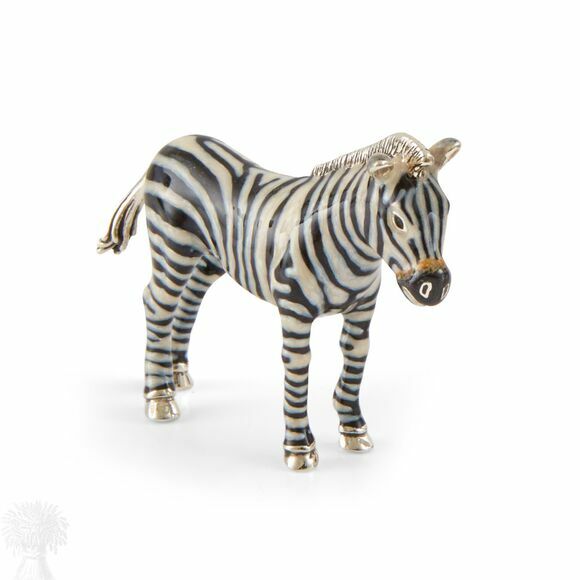 Saturno Silver Enamel Zebra Figurine