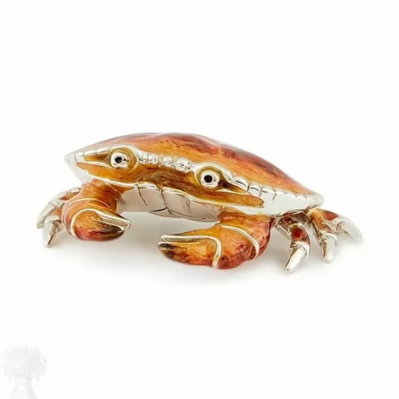Saturno Silver Enamel Crab Figurine