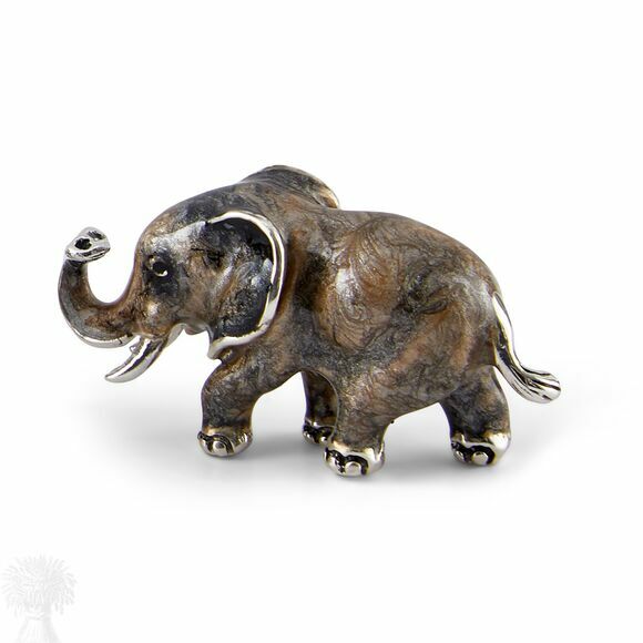 Saturno Silver Enamel Elephant Figurine