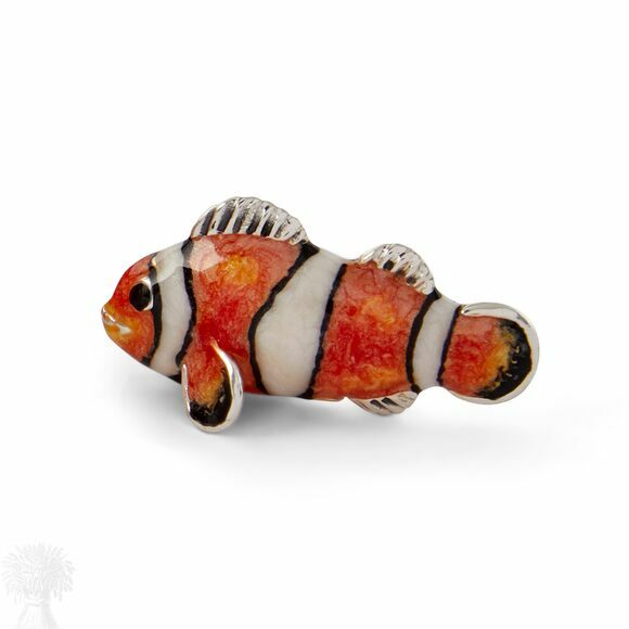 Saturno Silver Enamel Clown Fish Figurine