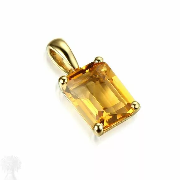 9ct Yellow Gold Single Stone Citrine Pendant