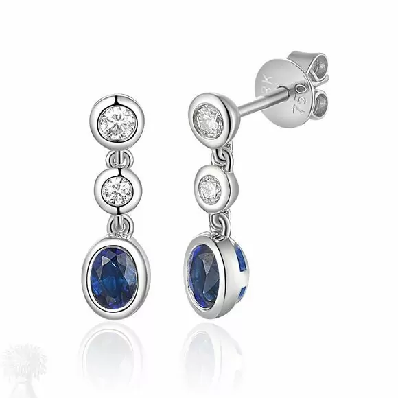 18ct White Gold Sapphire and Diamond Drop Earrings