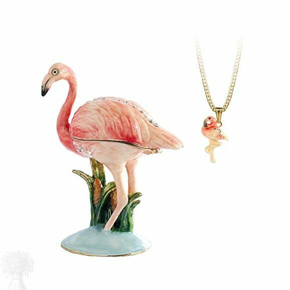 Hidden Treasures Secrets - Flamingo Trinket Box & Necklace