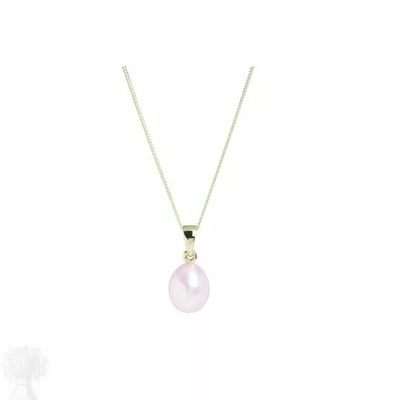 9ct Yellow Gold Pink Freshwater Pearl Tear Drop Pendant