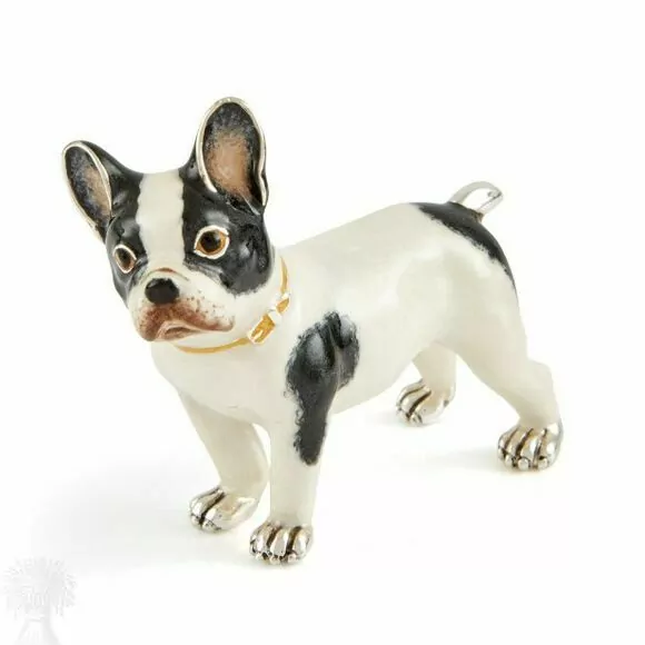 Saturno  Silver Enamel French Bulldog Figurine